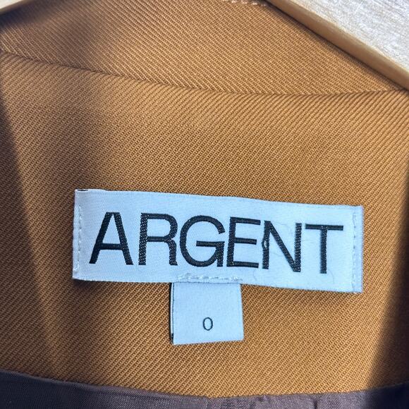 ARGENT Belted Double Breasted Blazer in Seasonless Wool Camel Tan Sz 0 {3B46} - Picture 5 of 5